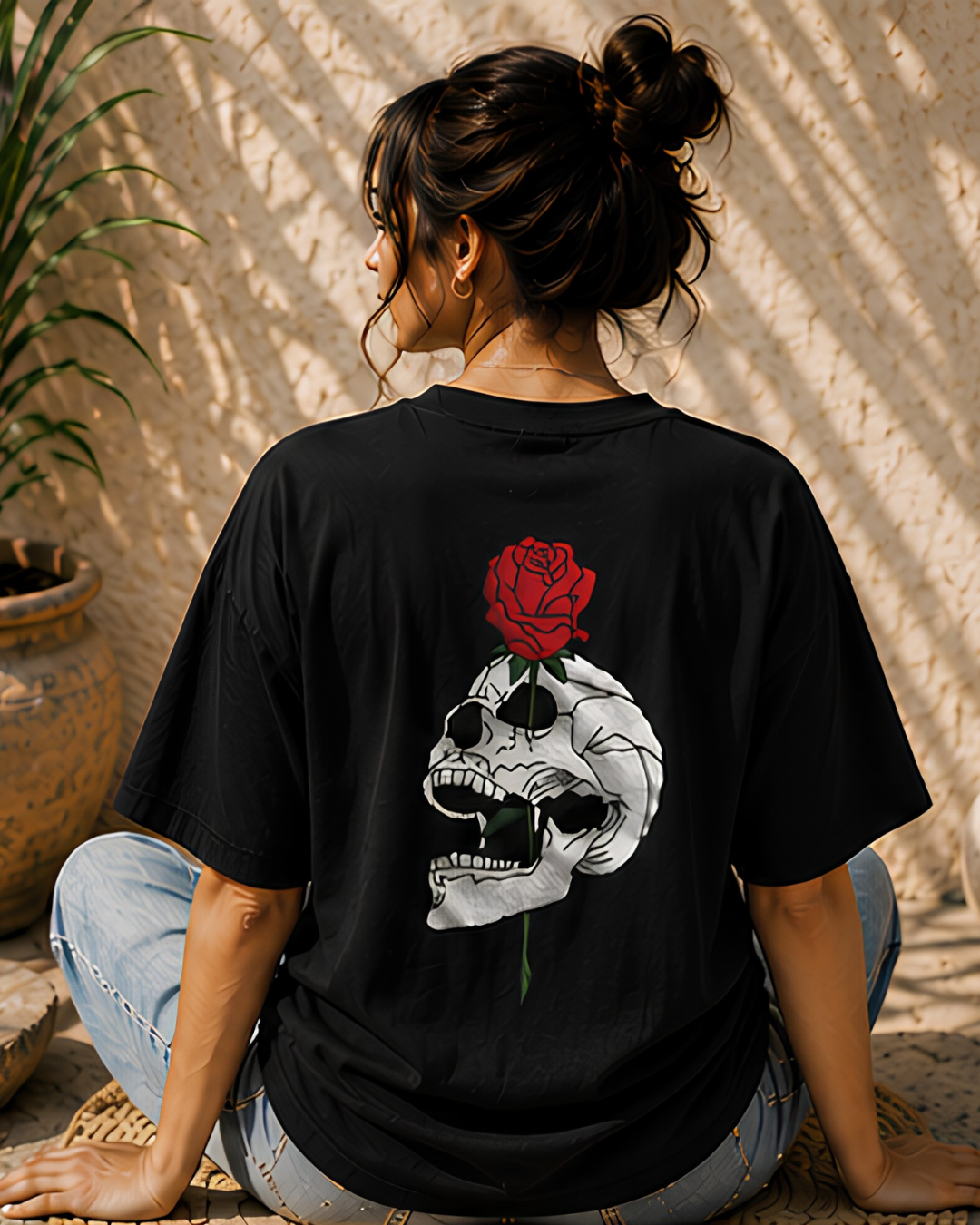 Unisex Oversized "Skull & Rose" T-Shirt
