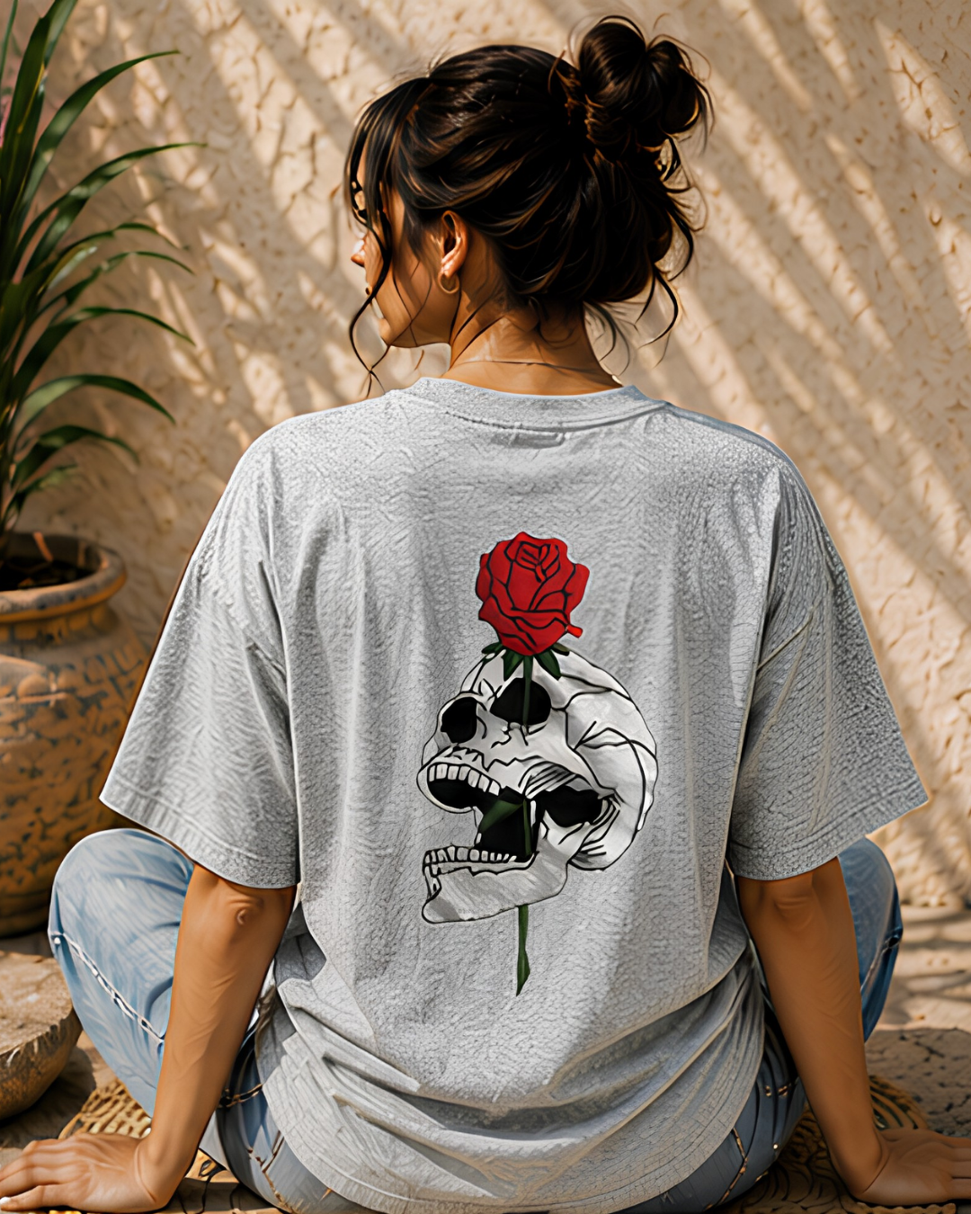 Unisex Oversized "Skull & Rose" T-Shirt