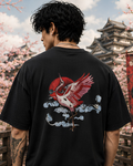 Unisex Oversized "Crimson Crane" T-Shirt